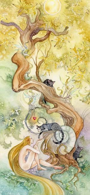 Суеверия вокруг гаданий - нимфа, кошки на дереве